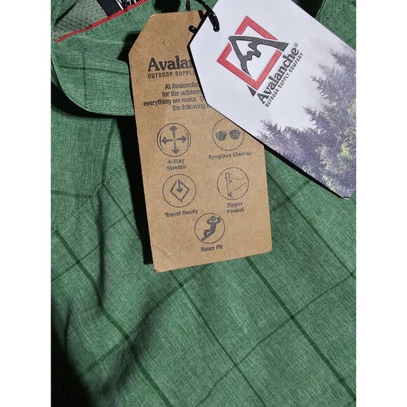 New Avalanche Outdoor Supply Green Plaid Men's Long Shirt Size MEDIUM - Picture 7 of 7